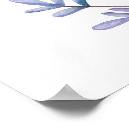 Paarse trouwdruk. Violet bloemen welkomstteken Poster (Hoek)