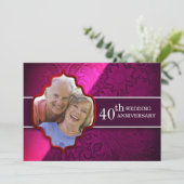 Paarse trouwjubileum foto uitnodigingen (Staand voorkant)
