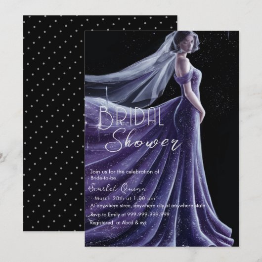 paarse trouwjurk vrijgezellenfeest kaart (Voorkant / Achterkant)