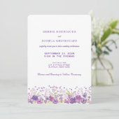 Paarse Trouwkaart met Wilde Bloemen Kaart (Staand voorkant)
