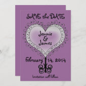 Paarse Trouwkaart 'Save the Date' Kaart (Voorkant / Achterkant)