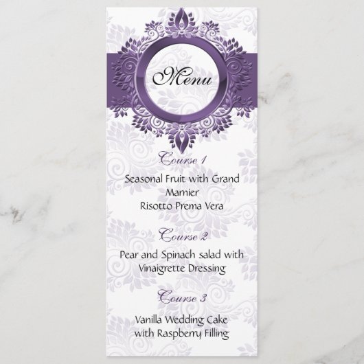 paarse trouwmenu menu (Voorkant)