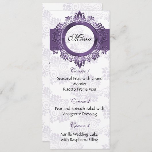 paarse trouwmenu menu (Voorkant / Achterkant)