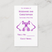 Paarse Trouwplaats Instelling Kaart Bells Ribbon Plaatskaartje (Voorkant)