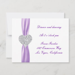 Paarse Trouwreceptiekaart met Diamanthart Kaart