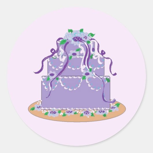 Paarse Trouwtaart Ronde Sticker (Voorkant)