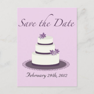 Paarse Trouwtaart Save the Date Briefkaart
