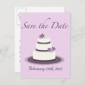 Paarse Trouwtaart Save the Date Briefkaart (Voorkant / Achterkant)