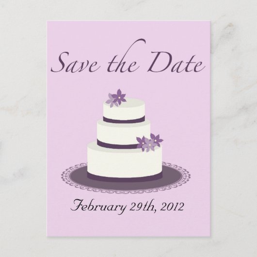 Paarse Trouwtaart Save the Date Briefkaart (Voorkant)