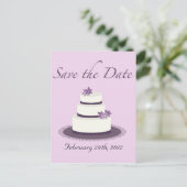 Paarse Trouwtaart Save the Date Briefkaart (Staand voorkant)