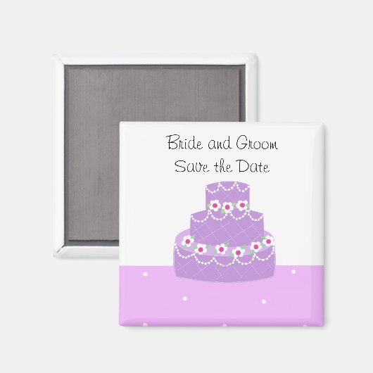 Paarse trouwtaart Save the Date Magneet (Voorkant / Achterkant)