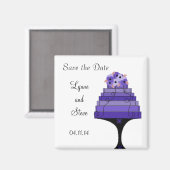 Paarse Trouwtaart Save the Date Magneet (Voorkant / Achterkant)