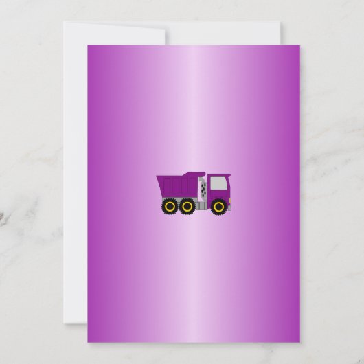 Paarse Truck Design Boy's verjaardagsfeestje Kaart (Achterkant)