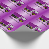 Paarse Truck Design gepersonaliseerde verjaardag Cadeaupapier (Hoek)