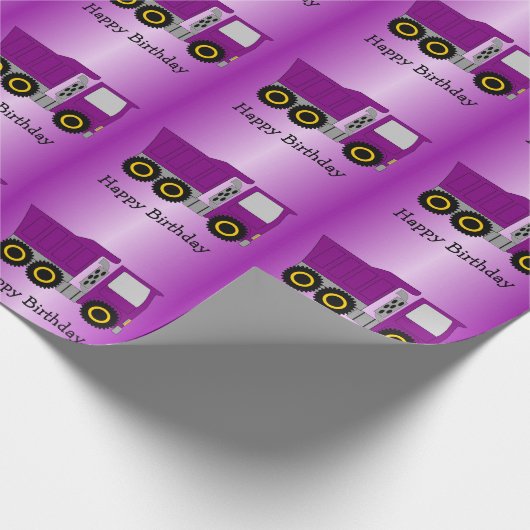 Paarse Truck Design gepersonaliseerde verjaardag Cadeaupapier (Hoek)