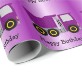 Paarse Truck Design gepersonaliseerde verjaardag Cadeaupapier (Rol Hoek)