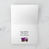 Paarse Truck Design gepersonaliseerde verjaardag Kaart (Binnen)