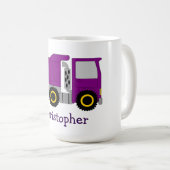 Paarse truck ontwerp gepersonaliseerd koffiemok (Voorkant rechts)