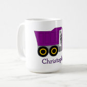 Paarse truck ontwerp gepersonaliseerd koffiemok (Voorkant links)