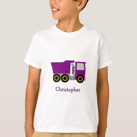 Paarse truck ontwerp gepersonaliseerd t-shirt (Voorkant)