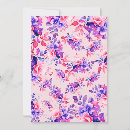 Paarse Tuin Bloemen Baby shower Save Date Blush Kaart (Achterkant)