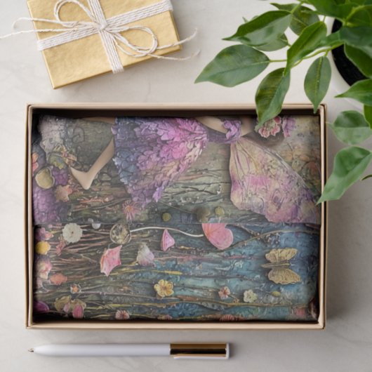 PAARSE TUIN BLOEMEN FEE DECOUPAGE TISSUEPAPIER (Geschenk)