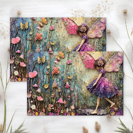 PAARSE TUIN BLOEMEN FEE DECOUPAGE TISSUEPAPIER