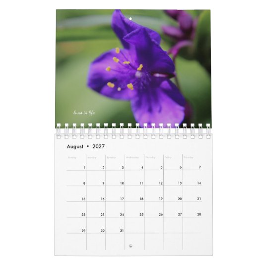 Paarse Tuin Bloemen Kalender (Aug 2027)