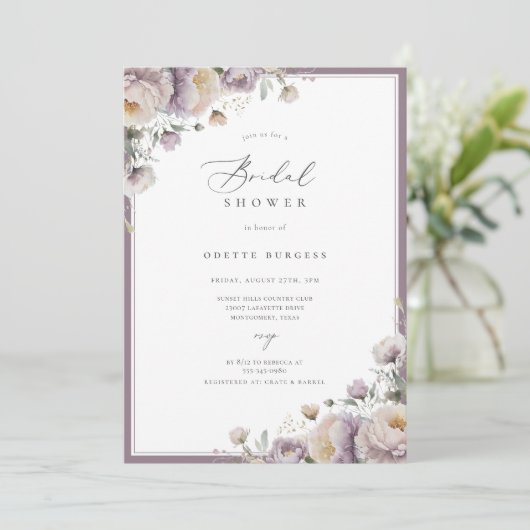 Paarse Tuin Bloemen Vrijgezellenfeest Kaart (Staand voorkant)