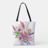 Paarse Tuin Bloemige Minimalistische Aangepaste Br Tote Bag (Achterkant)