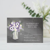 Paarse Tuin Chalkboard Mason Jar Floral | RSVP (Staand voorkant)