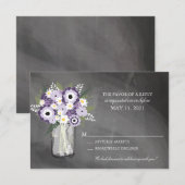 Paarse Tuin Chalkboard Mason Jar Floral | RSVP (Voorkant / Achterkant)