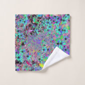 Paarse tuin met Psychedelic Aquamarine Flowers Bad Handdoek (Wasdoekje)