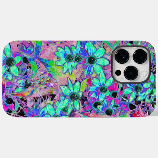 Paarse tuin met Psychedelic Aquamarine Flowers Case-Mate iPhone Case (Achterkant (horizontaal))