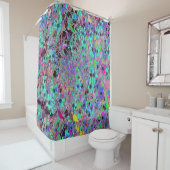 Paarse tuin met Psychedelic Aquamarine Flowers Douchegordijn (In situ)