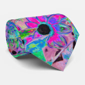 Paarse tuin met Psychedelic Aquamarine Flowers Stropdas (Opgerold)