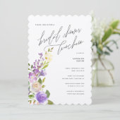 Paarse tuin Vrijgezellenfeest Luncheon Kaart (Staand voorkant)