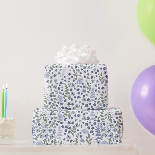 Paarse Tuinbloemen Cadeaupapier (Feestgeschenken)
