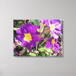 Paarse tuinbloemen canvas afdruk