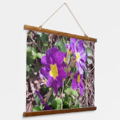 Paarse tuinbloemen hangend wandkleed (Gebogen)