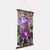 Paarse tuinbloemen hangend wandkleed (Gebogen)