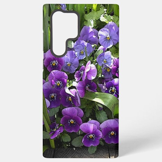 Paarse tuinbloemen samsung galaxy hoesje (Achterkant)