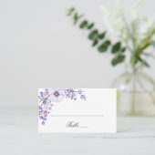 Paarse tuinbloemen. Violet bloemenbruiloft Plaatskaartje (Staand voorkant)