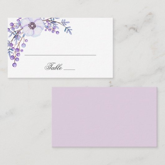 Paarse tuinbloemen. Violet bloemenbruiloft Plaatskaartje (Voorkant / Achterkant)