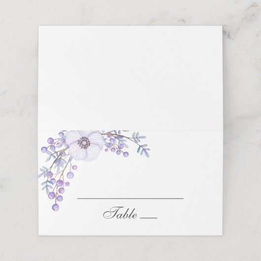 Paarse tuinbloemen. Violet bloemenbruiloft Plaatskaartje (Buitenkant ongevouwen)