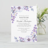 Paarse tuinbloemen. Violette bloemdoop Kaart (Staand voorkant)