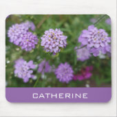  paarse tuinbloemen, voeg jouw naam toe muismat (Voorkant)