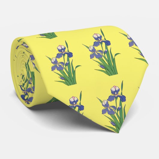  Paarse tuinbouwer Iris Flowers op geel Stropdas (Opgerold)