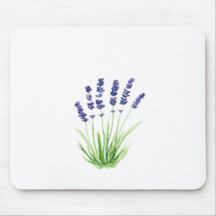Paarse tuinbouwer met florale waterverf lavender muismat