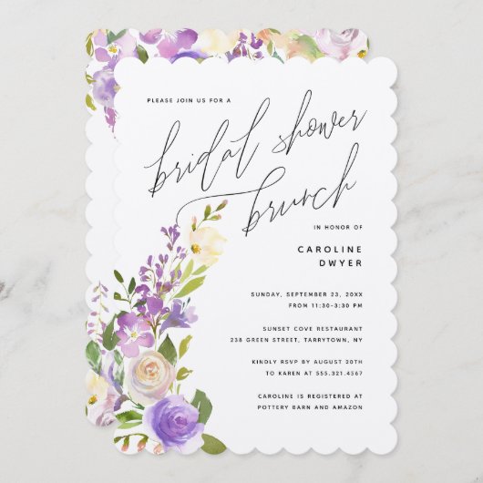 Paarse tuinbouwhout Vrijgezellenfeest Brunch Kaart (Voorkant / Achterkant)